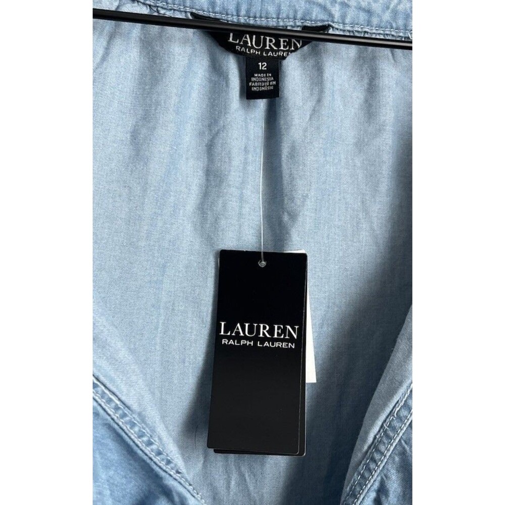 NWT! Lauren Ralph Lauren Women's 12 Tie Blouson Sleeve Dress Lyocell - Picture 4 of 9